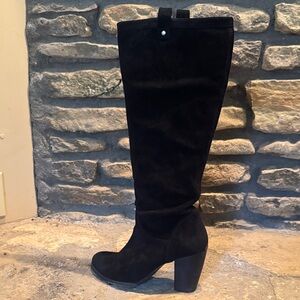 UGG Ava Tall Black Suede Heeled Boots